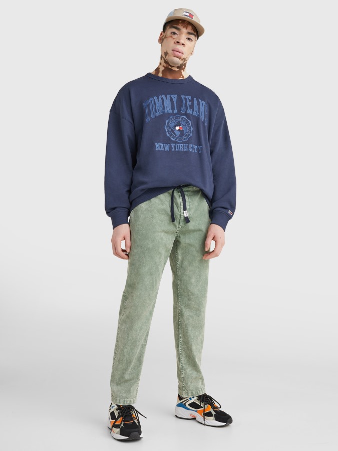 Tommy Hilfiger Argentina College Logo Bordado Slub Sudadera Twilight Navy