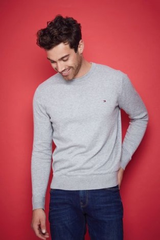 Jersey Tommy Hilfiger Argentina Core Algodón Seda Cuello Redondo Gris