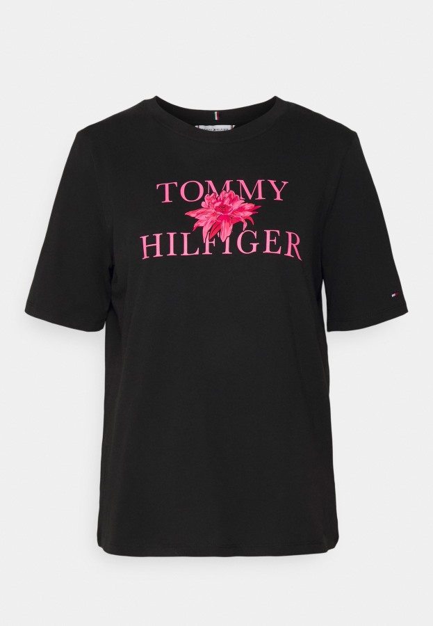Camiseta Con Estampado Floral Tee Negro Tommy Hilfiger Argentina