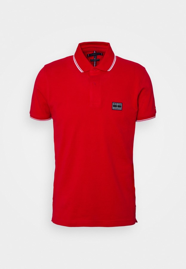 Polo Rojo Con Ribete Mini Badge Argentina De Tommy Hilfiger