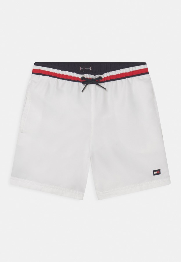 Shorts De Baño Con Cordón Medio Blanco Tommy Hilfiger Argentina