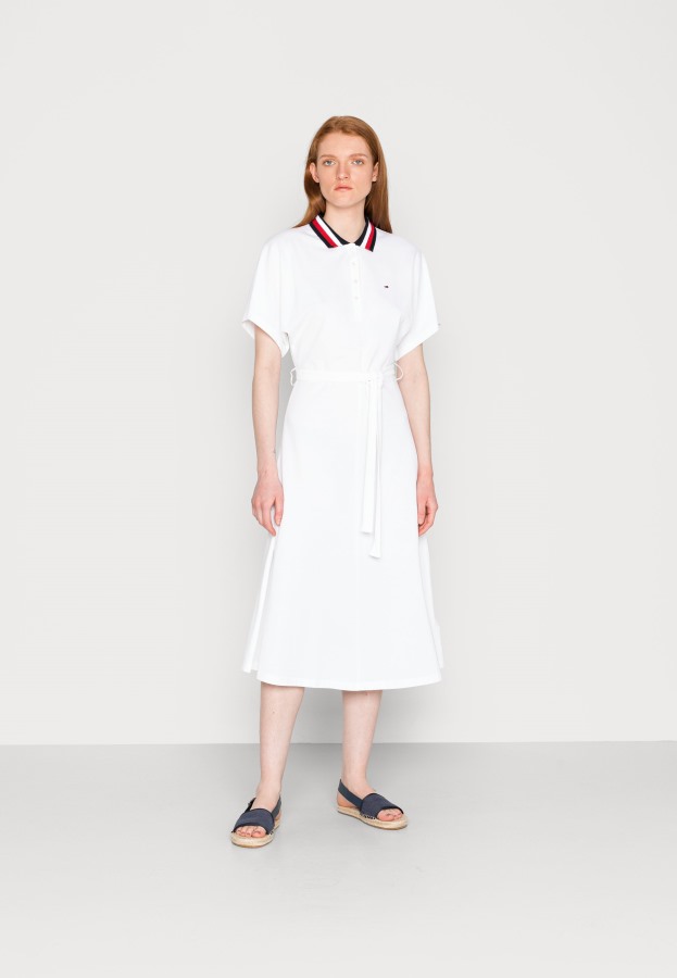 Blanco Optic Vestido Midi Polo Argentina De Tommy Hilfiger Vestido De Dia