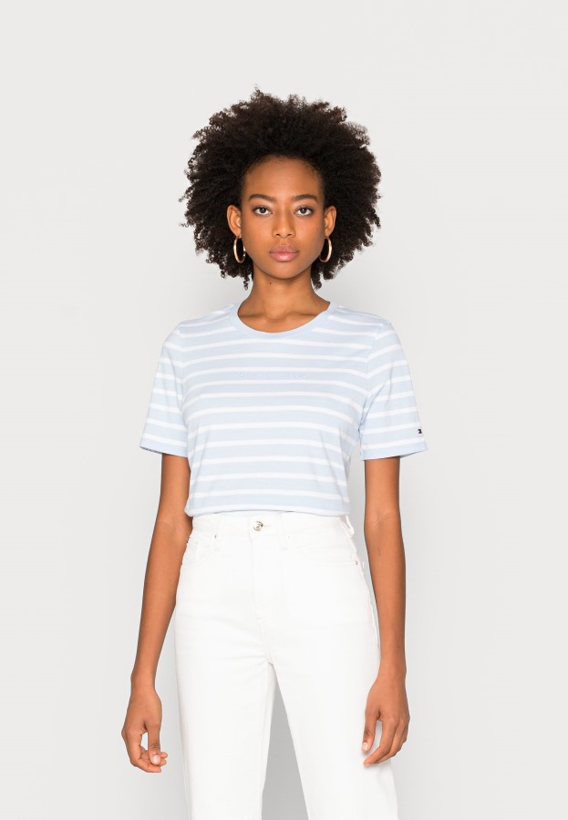 Camiseta Tommy Hilfiger Argentina Regular Tee Print Breton Stp/breezy Azul Blanco